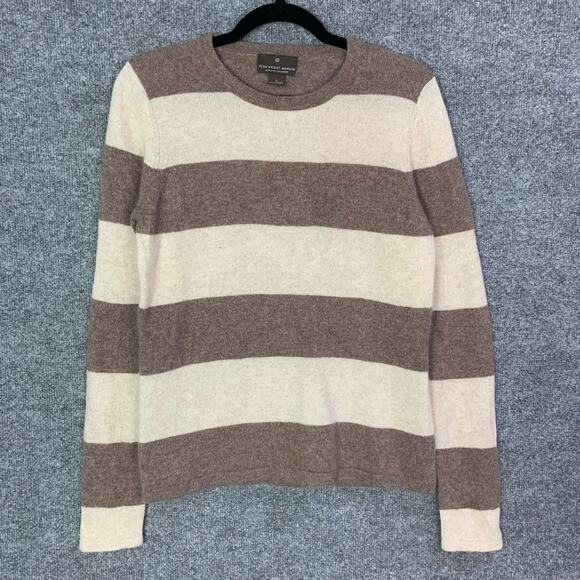 Fenn‎ Wright Manson Crewneck Women Striped 2-Ply 100% Cashmere Sweater Sz L - Picture 1 of 7